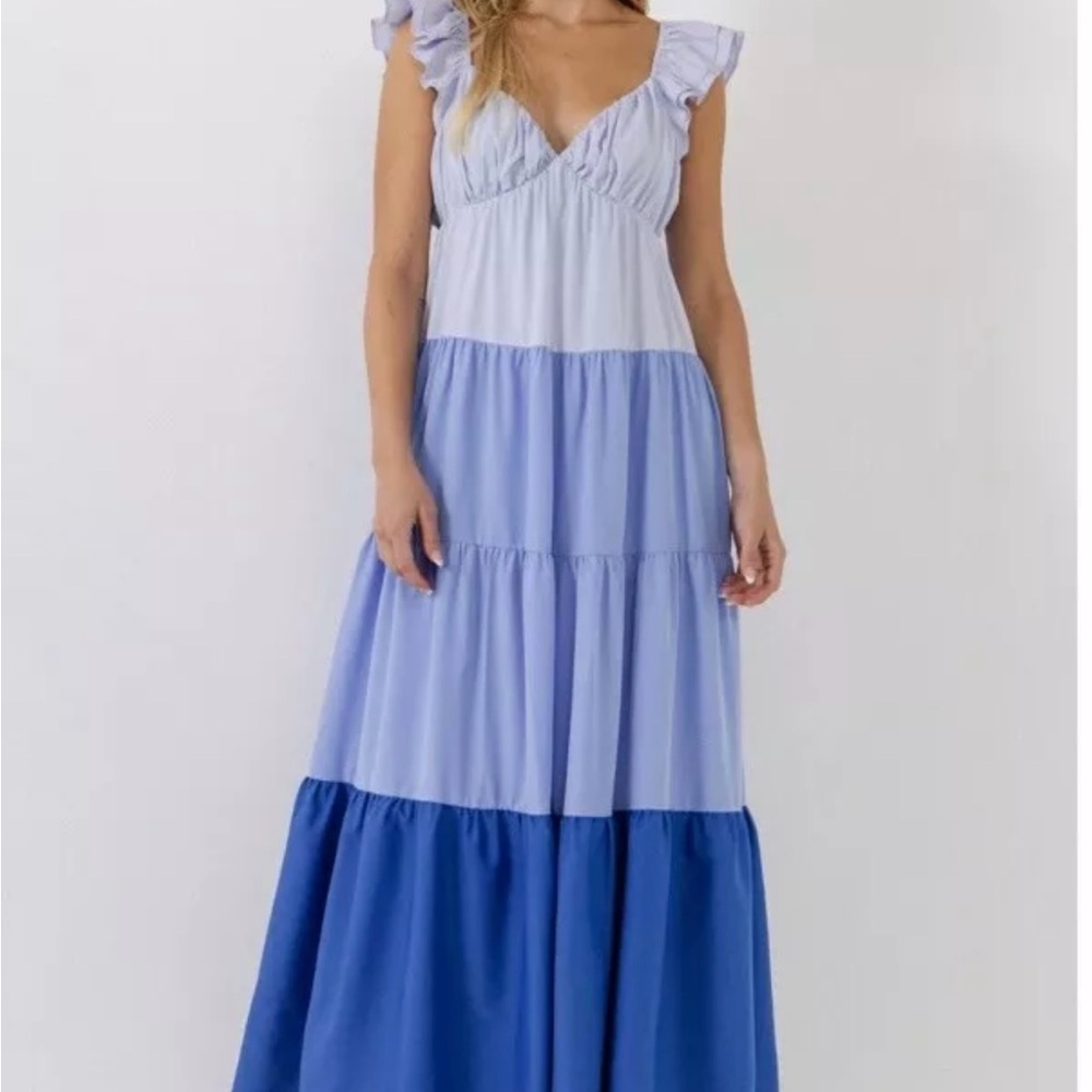 Blue Tiered Maxi Dress